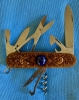 Custom Carved Victorinox \"Climber\" Swiss Army Knife Carved Collectors Pocketknife embedded with a LAPIS semi-precious Gemstone… (91mm / MPN 53381) 