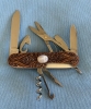 Custom Carved Victorinox \"Climber\" Swiss Army Knife Carved Collectors Pocketknife embedded with a MOONSTONE semi-precious Gemstone… (91mm / MPN 53381) 
