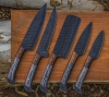 Hand Forged Carbon Steel Chef Knife Set, 5 Piece Butcher Knives with Leather Roll Bag