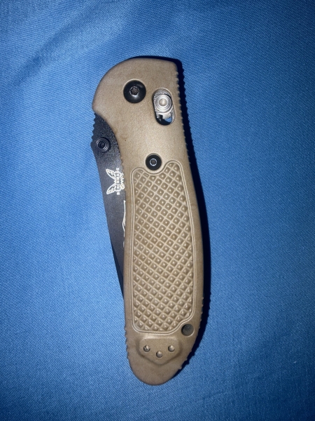 Bench Made Griptilian Serrated black drop point knife