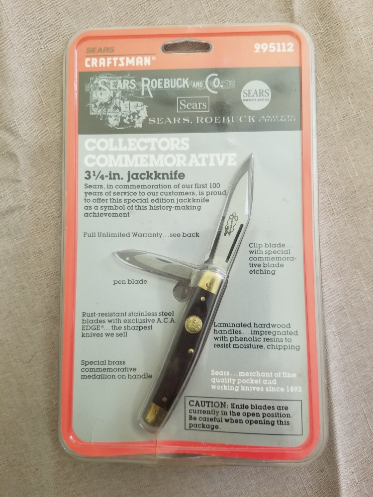 Vintage Sears Craftsman Collectors 100th Year 3-1/4\" Jack Knife