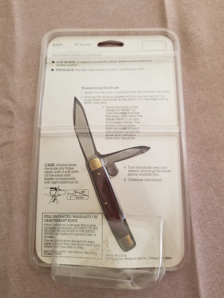 Vintage Sears Craftsman Collectors 100th Year 3-1/4\" Jack Knife
