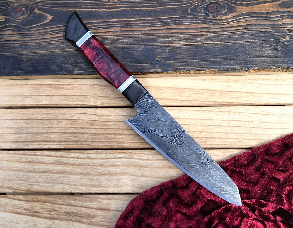 Handmade 8\" Chef's Knife with Leather Sheath