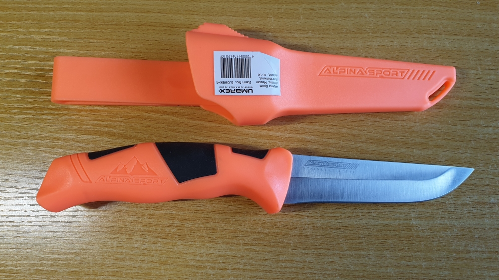 Alpina Sport Fishing Knife 4-Piece Set (2x Orange, 1x Green, 1x Black)