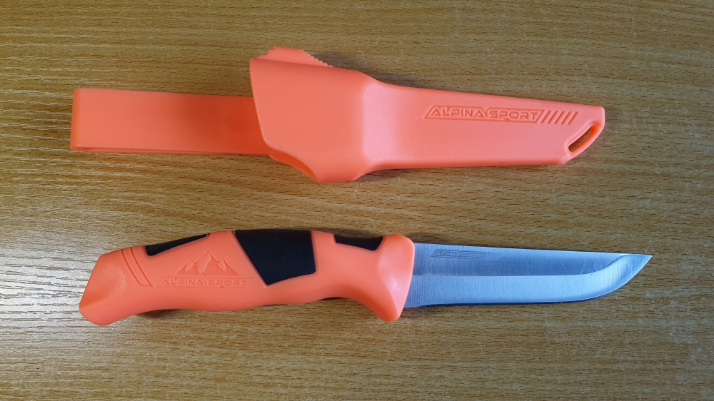 Alpina Sport Fishing Knife 4-Piece Set (2x Orange, 1x Green, 1x Black)