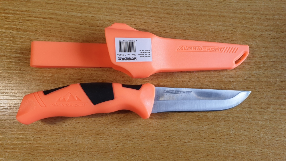 Alpina Sport Ancho Outdoor & Fishing Knife Set of 4 (2x Orange, 1x Green, 1x Black) - Umarex 5.0998-4