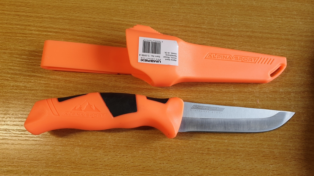 Alpina Sport Ancho Outdoor & Fishing Knife Set of 4 (2x Orange, 1x Green, 1x Black) - Umarex 5.0998-4