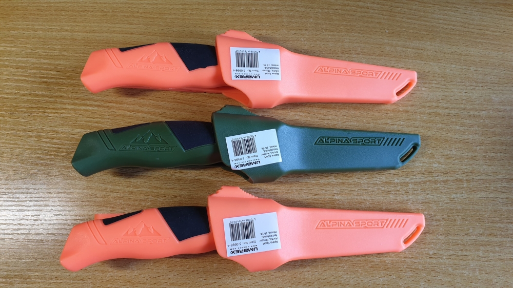 Alpina Sport Ancho Outdoor & Fishing Knife 3-Piece Set (2x Orange, 1x Green) - Umarex 5.0998-4