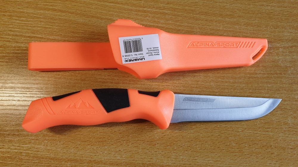 Alpina Sport Ancho Outdoor & Fishing Knife 3-Piece Set (2x Orange, 1x Green) - Umarex 5.0998-4