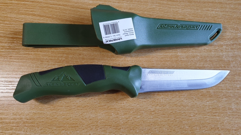 Alpina Sport Ancho Outdoor & Fishing Knife 3-Piece Set (2x Orange, 1x Green) - Umarex 5.0998-4
