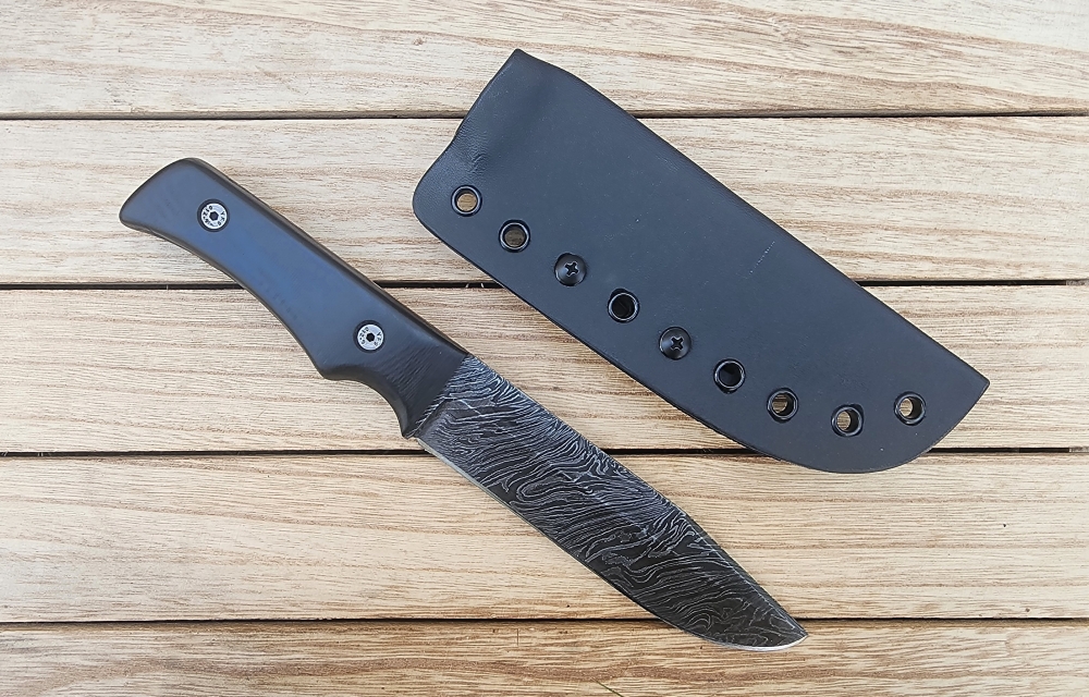 Damascus Drop Point Tactical Knife - Large Size