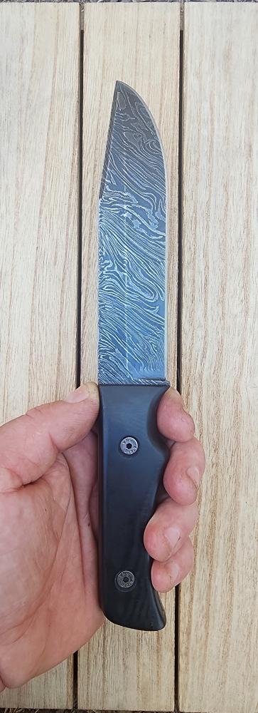Damascus Drop Point Tactical Knife - Large Size