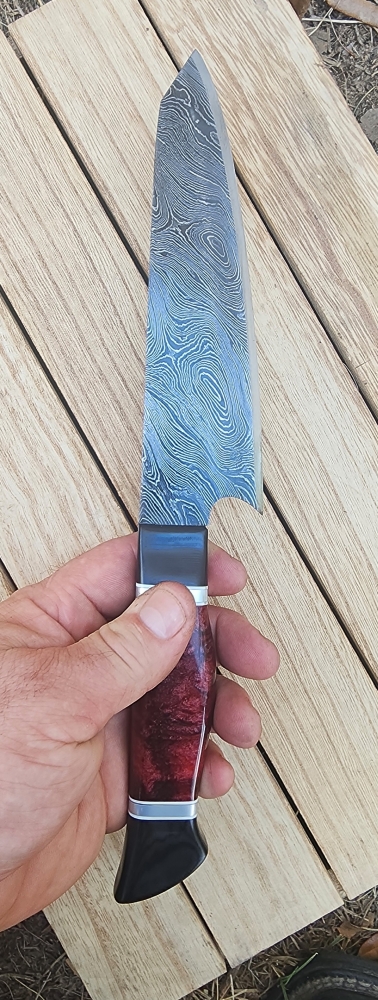 Handmade 8\" Chef's Knife with Leather Sheath