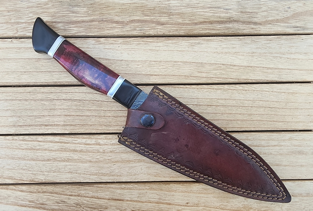 Handmade 8\" Chef's Knife with Leather Sheath