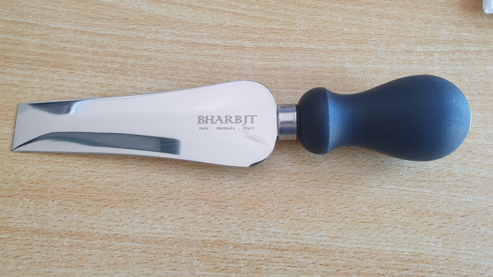 Bharbit Premana Square Tip Hard Cheese Knife 14cm - Black Polypropylene Handle - AISI 420MoV Stainless Steel
