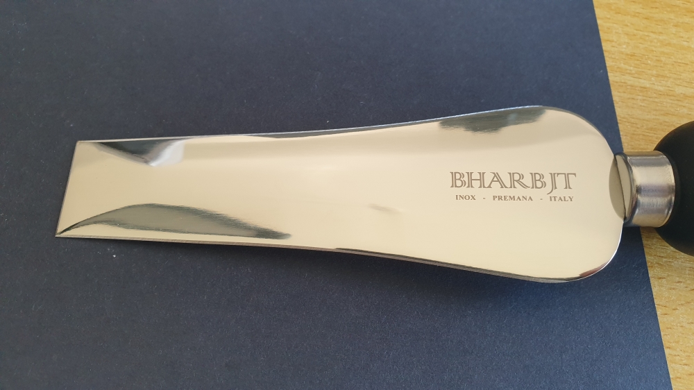 Bharbit Premana Square Tip Hard Cheese Knife 14cm - Black Polypropylene Handle - AISI 420MoV Stainless Steel