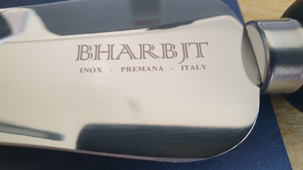 Bharbit Premana Square Tip Hard Cheese Knife 14cm - Black Polypropylene Handle - AISI 420MoV Stainless Steel