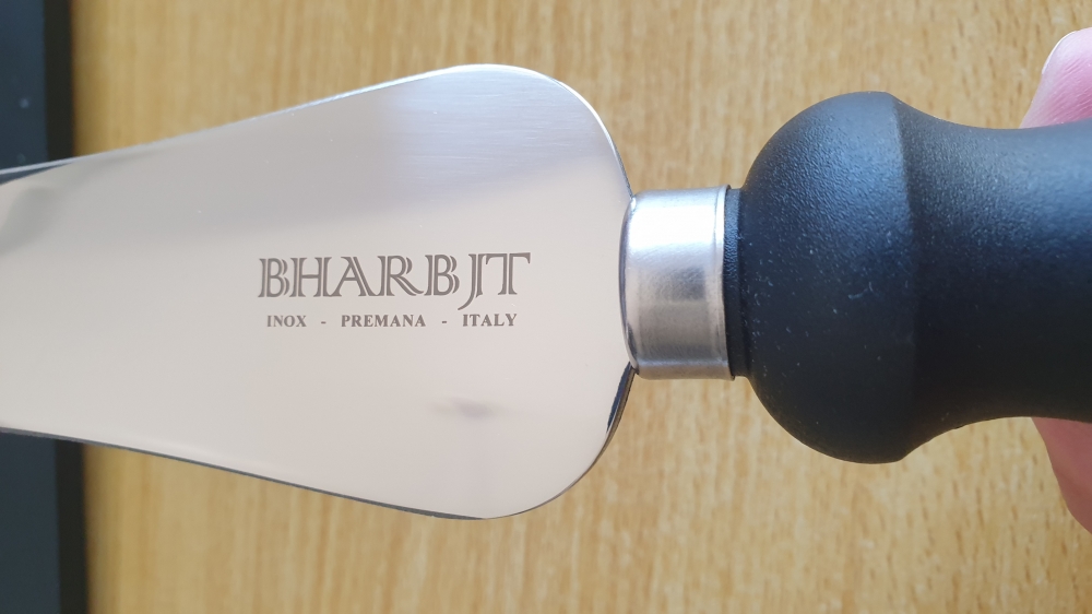 Bharbit Premana Square Tip Hard Cheese Knife 14cm - Black Polypropylene Handle - AISI 420MoV Stainless Steel