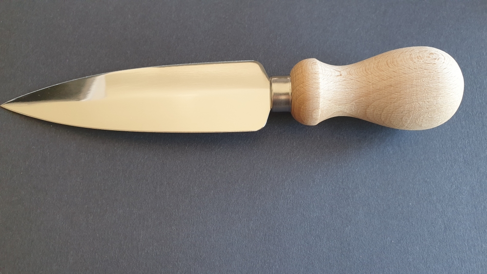 Bharbit Milano Model Lance Shaped Hard Cheese Knife 14cm - Beech Wood Handle - AISI 420MoV Stainless Steel