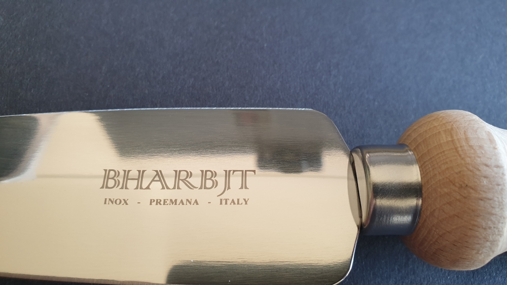 Bharbit Milano Model Lance Shaped Hard Cheese Knife 14cm - Beech Wood Handle - AISI 420MoV Stainless Steel