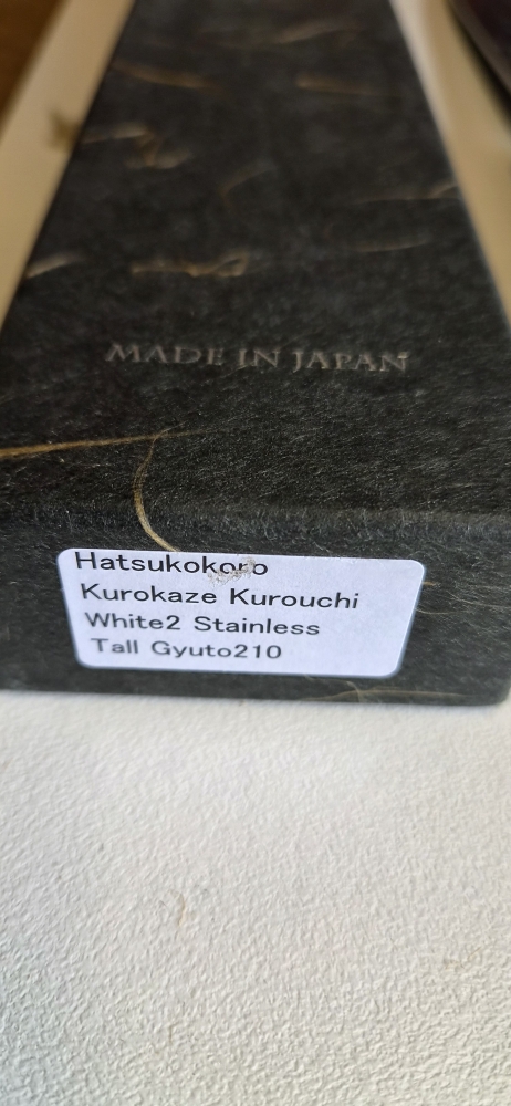 Hatsukokoro Kurokaze Kurouchi white 2 tall gyuto 210mm