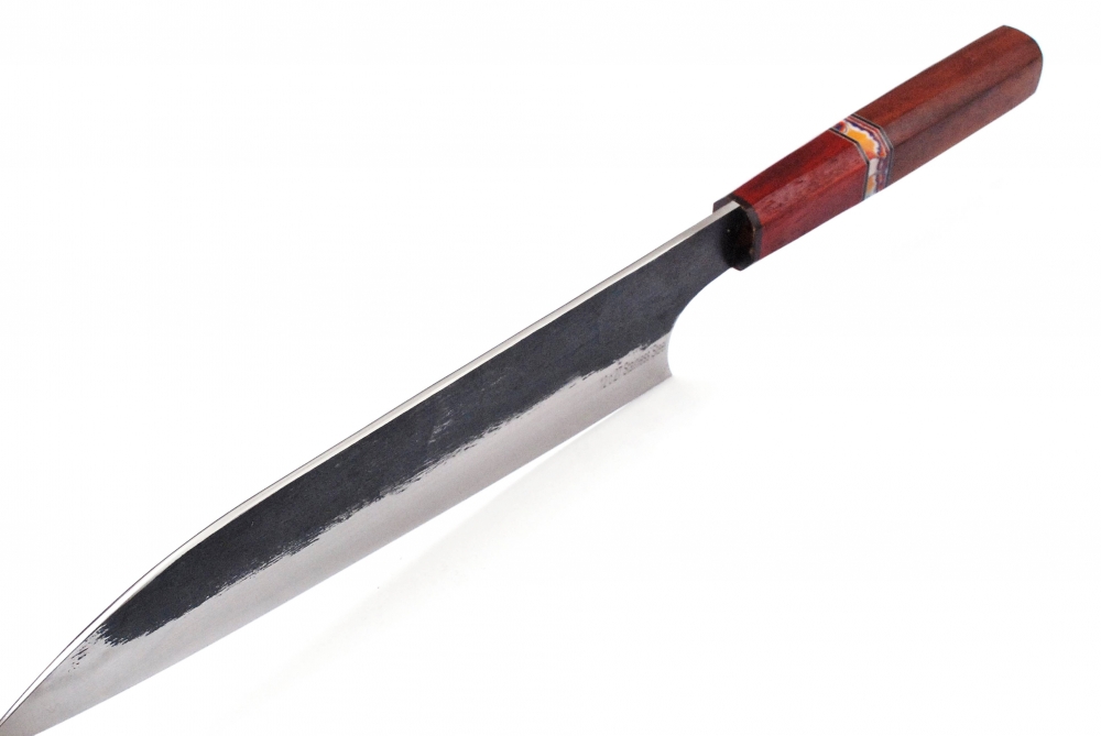 Handmade 12C27 Stainless Chef Knife – Paddockwood & Rosewood Handle – 9.65\" Blade