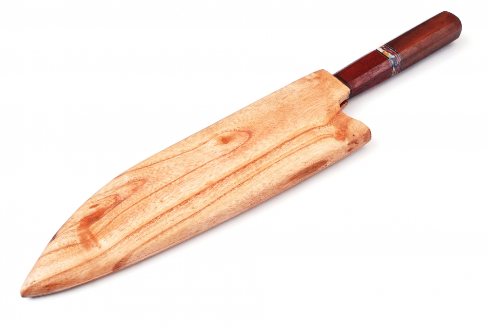 Handmade 12C27 Stainless Chef Knife – Paddockwood & Rosewood Handle – 9.65\" Blade