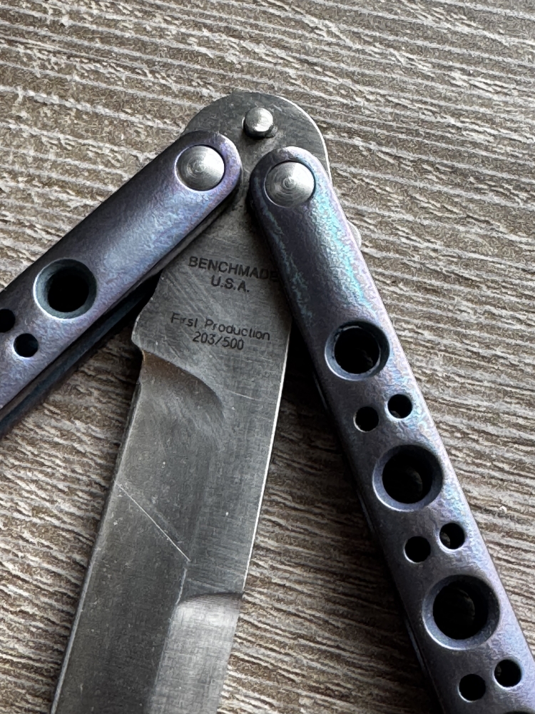 Benchmade 42A Bali-Song Butterfly Knife First Production 203/500 Anodized Titanium 