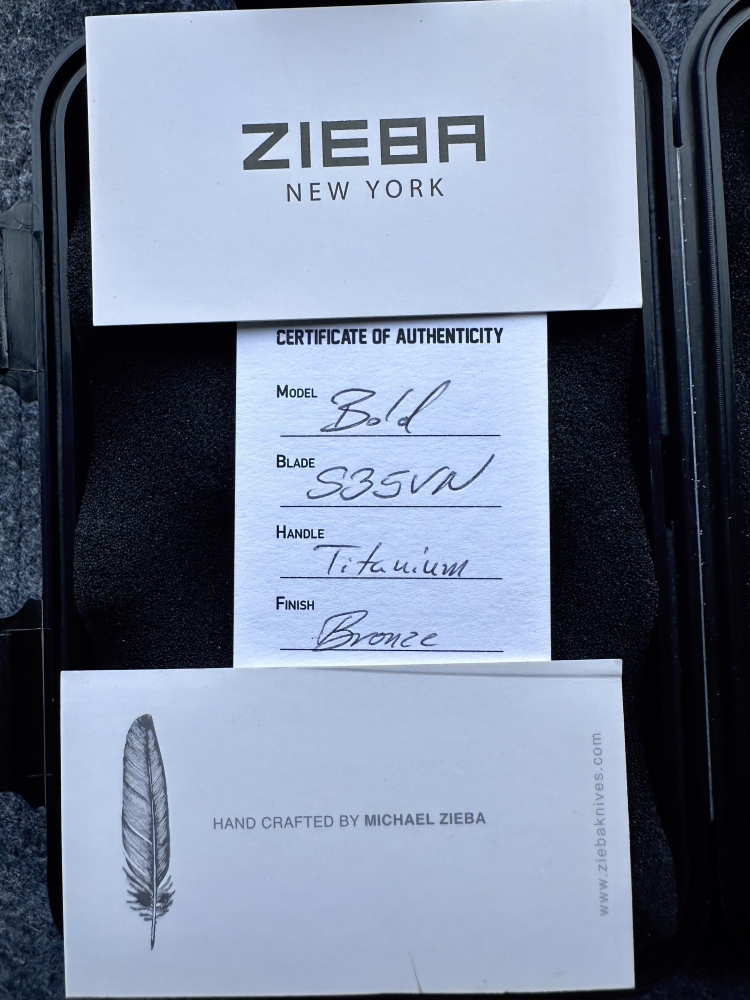 Zieba Knives x Nick Chuprin Knives Collaboration custom Bold in Bronze special edition box & papers NOS 