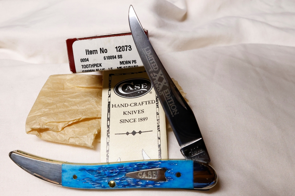 Case Medium Texas Toothpick! 1 of only 2500 in beautiful Caribbean Blue Bone from Limited Edition XII