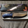 Frost Cutlery Fixed Blade Hunting Knife with Blue Handle & Nylon Sheath
