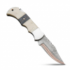 Handmade Copper Damascus Pocket Knife, Camel Bone Handle Folding Knife with Sheath