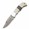 Handmade Copper Damascus Pocket Knife, Camel Bone Handle Folding Knife with Sheath