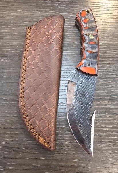 Reddish/Orange and Grey Fixed-Blade