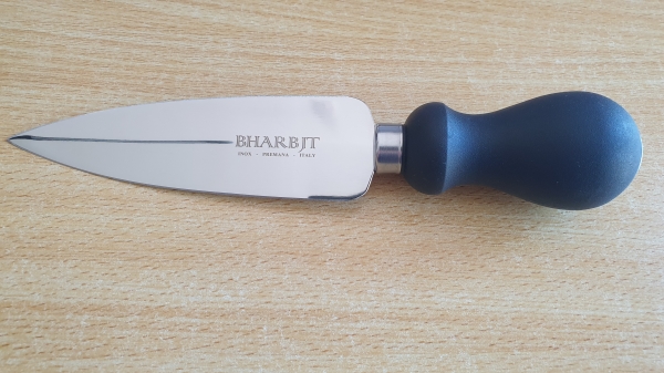 Bharbit Milano Model Lance Shaped Hard Cheese Knife 14cm - Black Polypropylene Handle - AISI 420MoV Stainless Steel