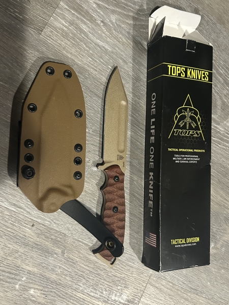 TOPS Knives M-PAT Fixed Blade Knife 1095 Steel, Kayden Sheathe