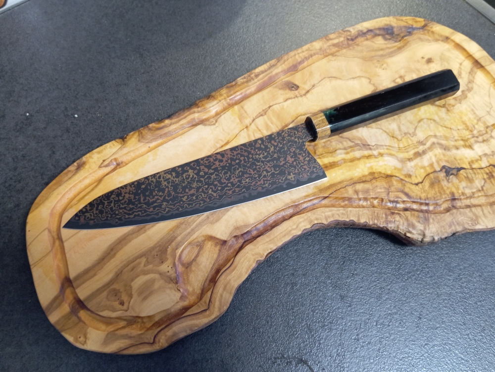 Copper Damascus Ebony Gyuto