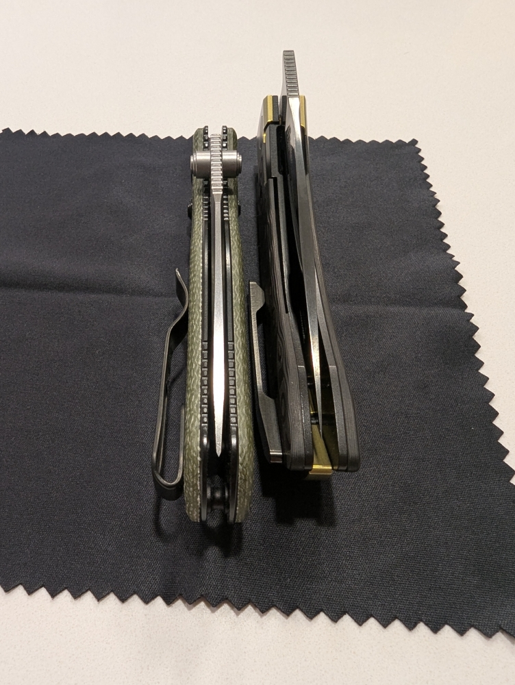 Kizer Knives Mini Momo Gold Camo & Drop Bear Micarta Clip Point Folding Knives