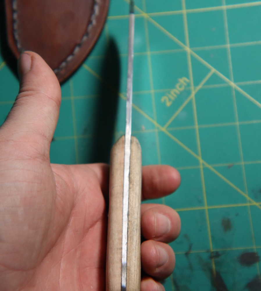 Hand-Forged 1095 Oak Hunter w/ Welted Leather Sheath