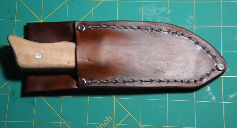 Hand-Forged 1095 Oak Hunter w/ Welted Leather Sheath