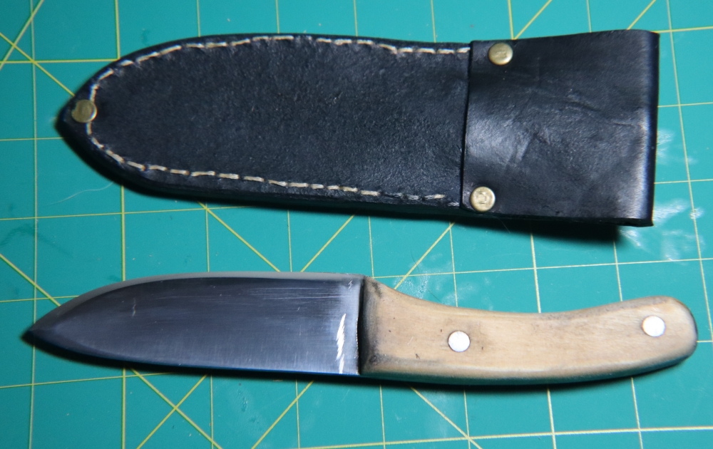 Hand-Forged Drop point w/ Oak Handle & Black Leather Sheath