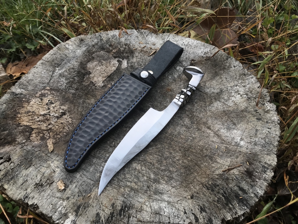 Railroad Spike Knife w/ Cube Twist + Leather Sheath