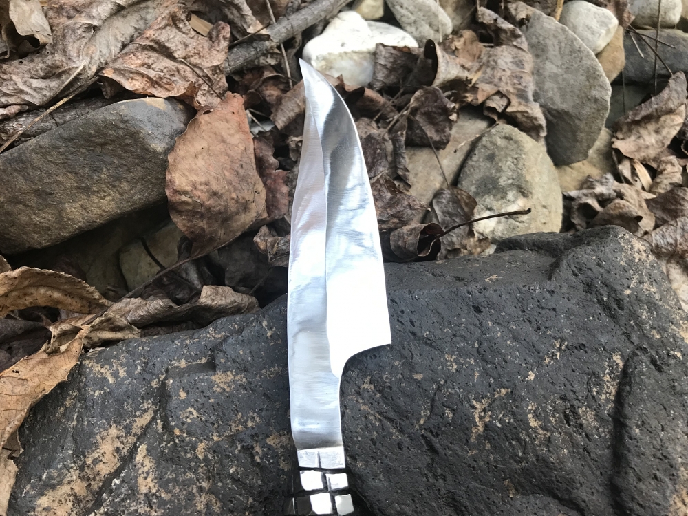 Railroad Spike Knife w/ Cube Twist + Leather Sheath