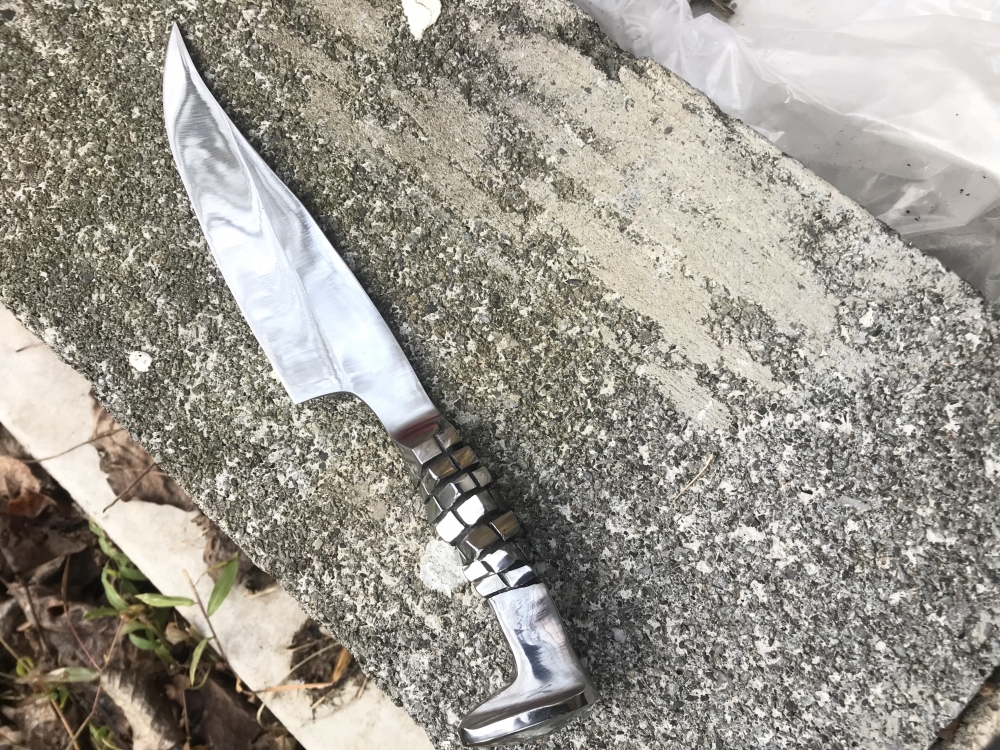 Railroad Spike Knife w/ Cube Twist + Leather Sheath