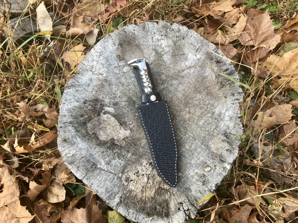 Handmade Railroad Spike Knife With Leather Sheath