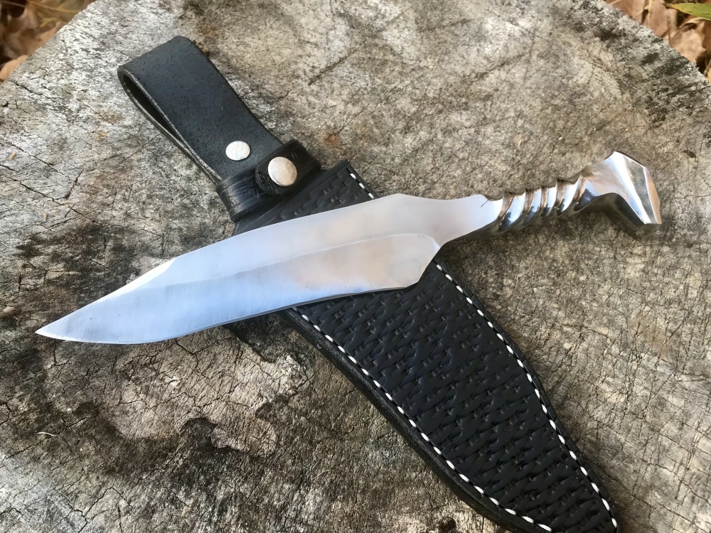 Handmade Railroad Spike Knife With Leather Sheath