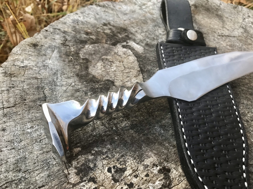 Handmade Railroad Spike Knife With Leather Sheath