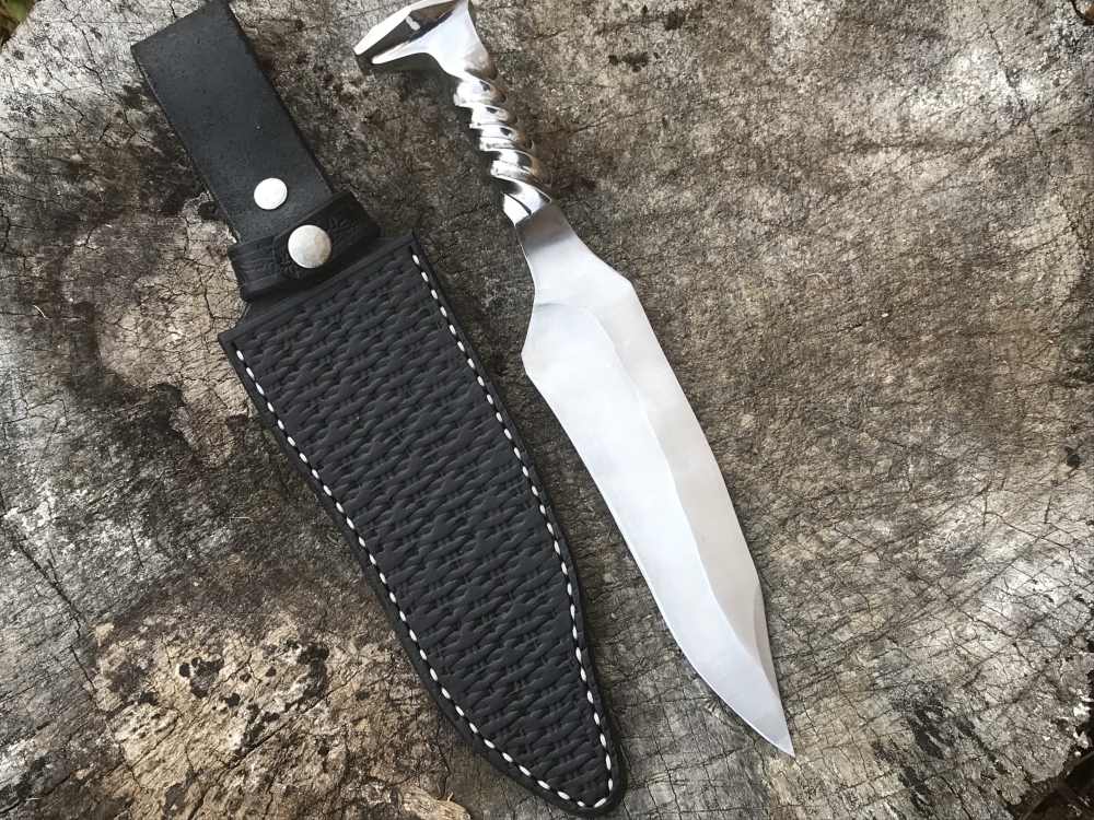Handmade Railroad Spike Knife With Leather Sheath