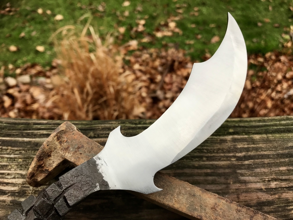 Cube Twisted Railroad Spike Bowie Knife