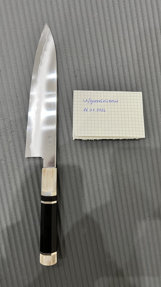 Tetsujin Ukiba Ginsan 210mm Gyuto with custom handle